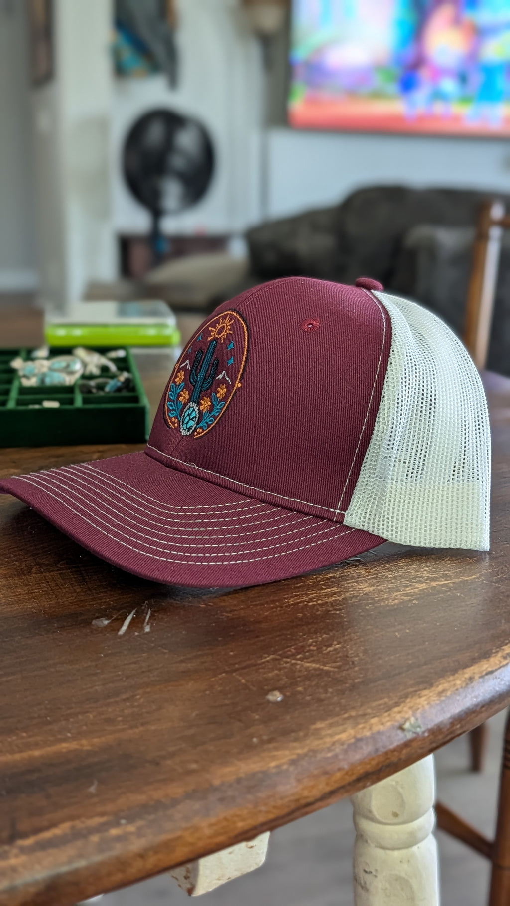 TC Stone & Silver Trucker Hats- maroon