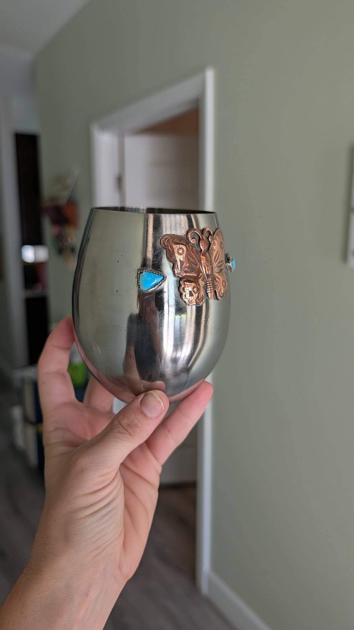 The Desert Butterfly Turquoise Wine Glass