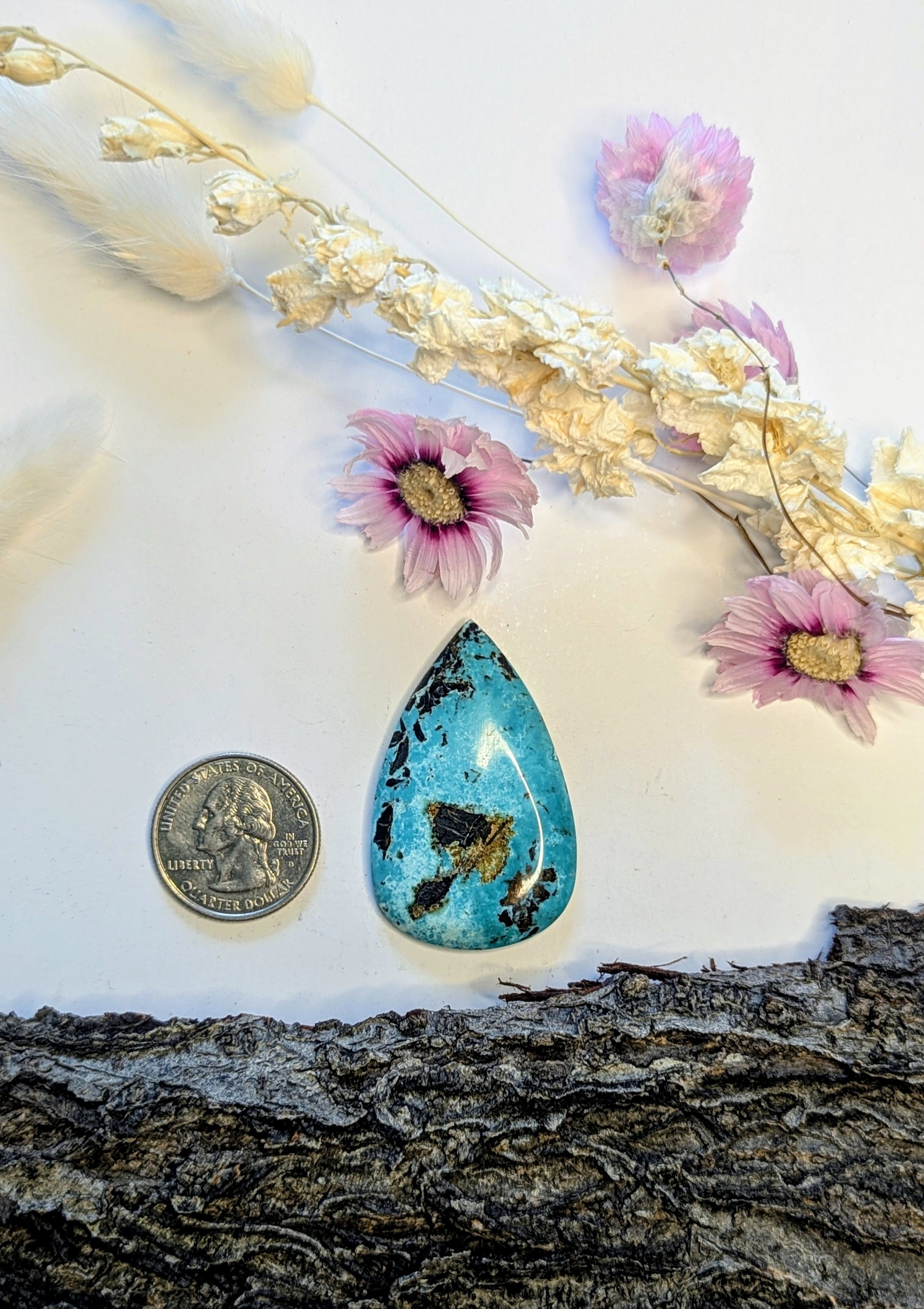 ✨ Blue Diamond Turquoise Large Teardrop Cabochon✨