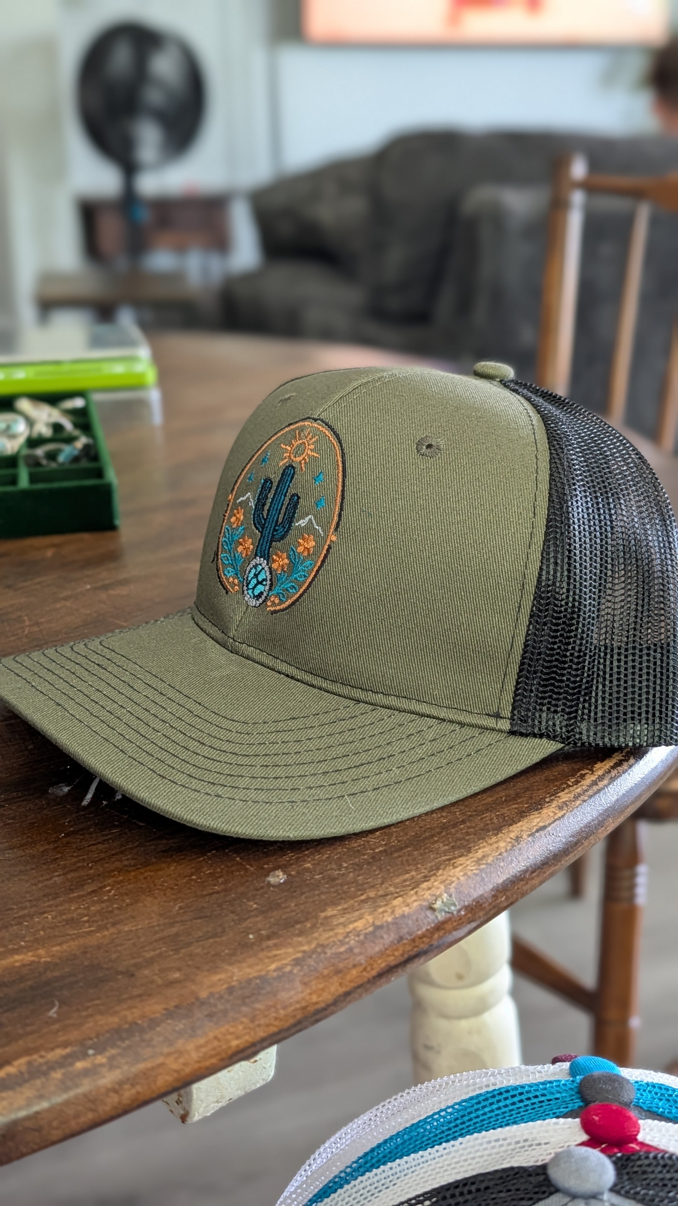 TC Stone & Silver Trucker Hats- green and black