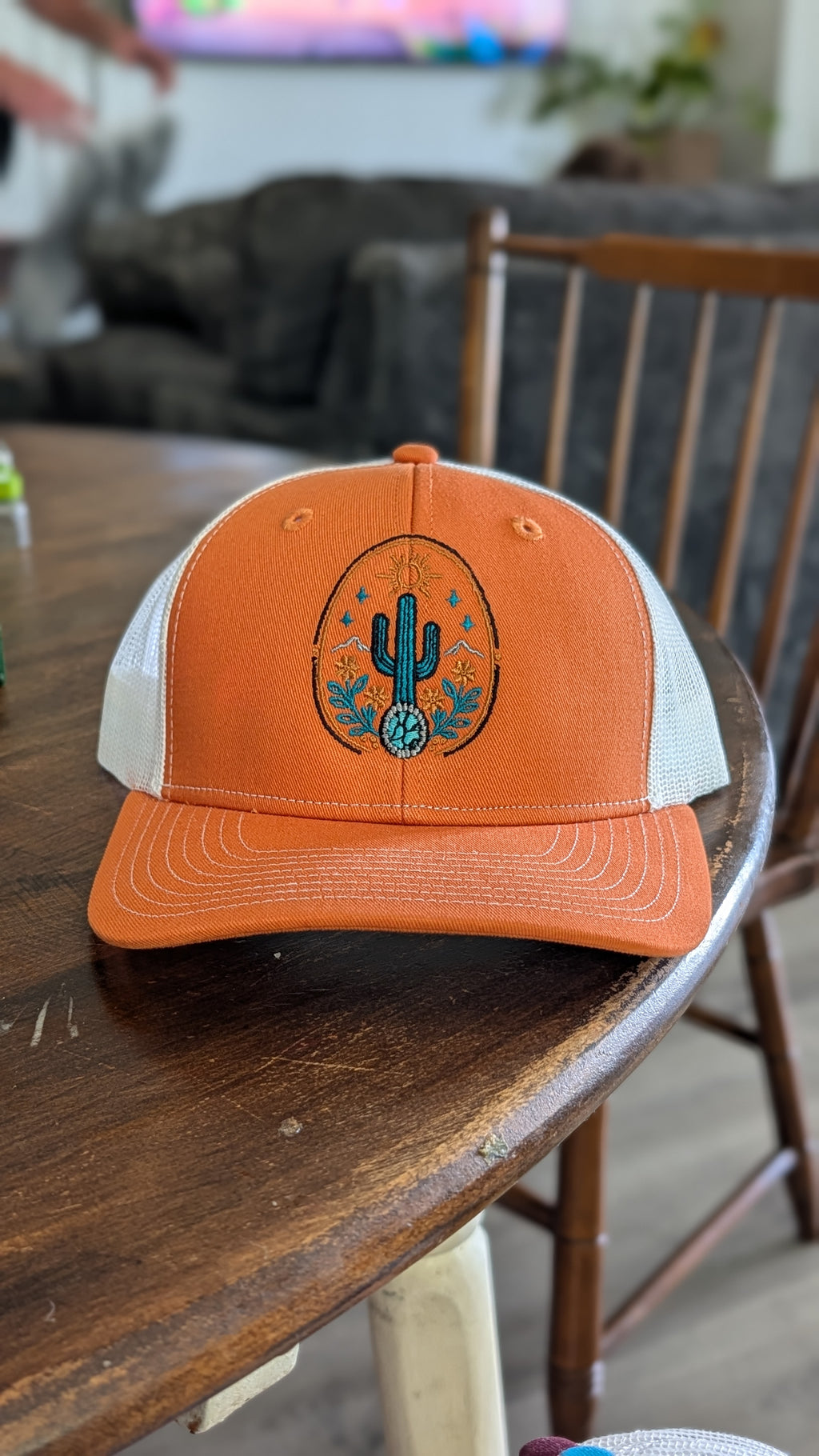 TC Stone & Silver Trucker Hats- orange and white