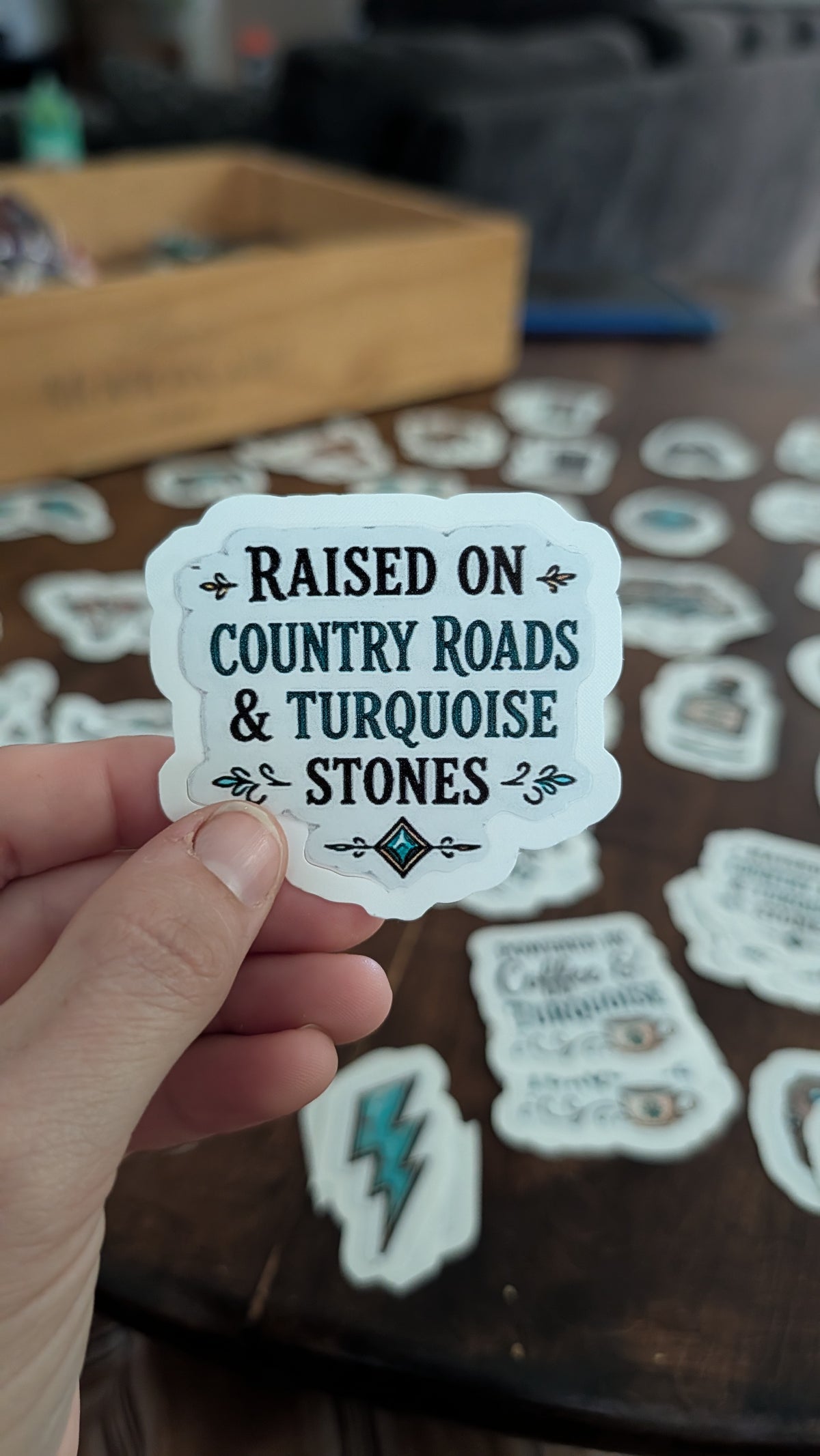 Country Roads and Turquoise Stones Sticker