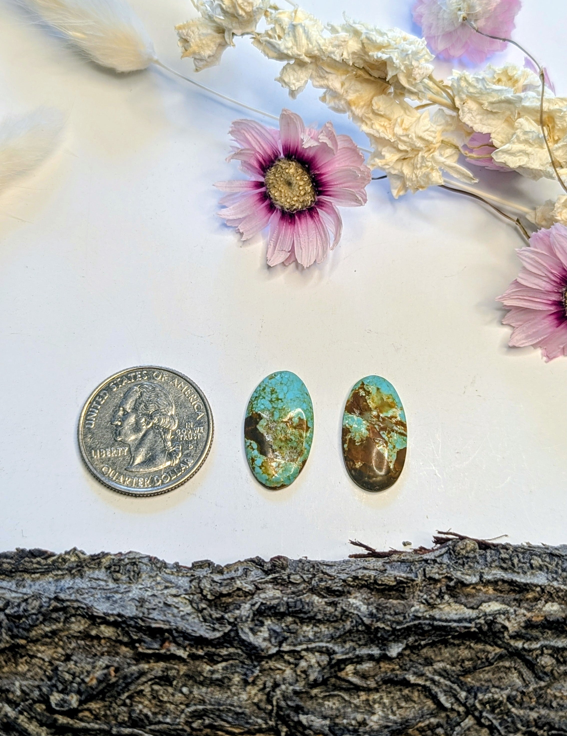 ✨ Blue Diamond Turquoise Oval Cabochon Set  ✨