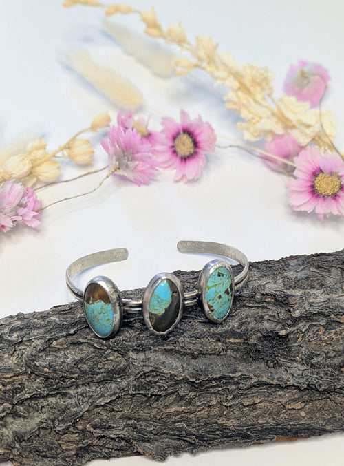 Handcrafted Blue Diamond Turquoise Cuff Bracelet