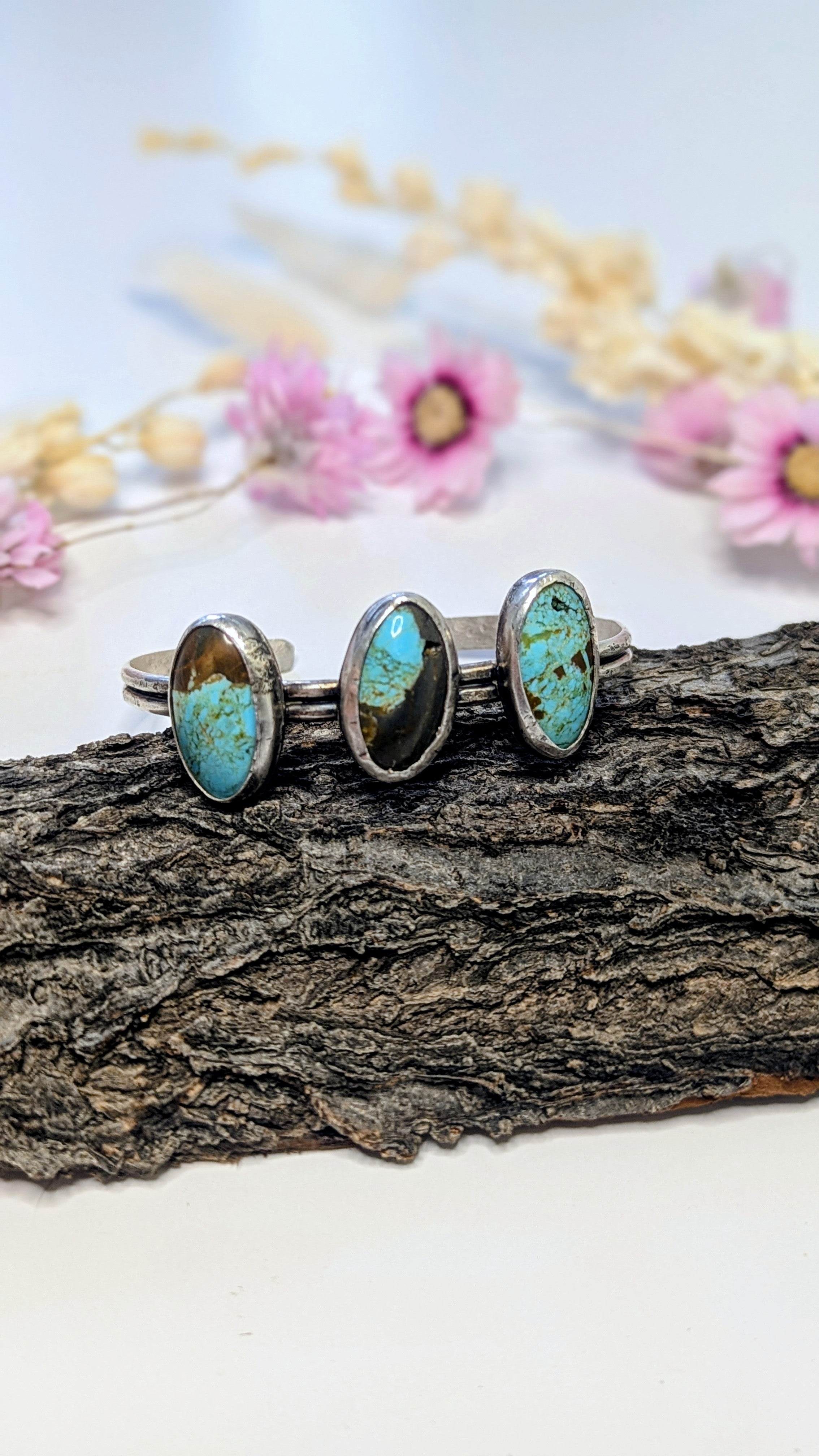 Handcrafted Blue Diamond Turquoise Cuff Bracelet