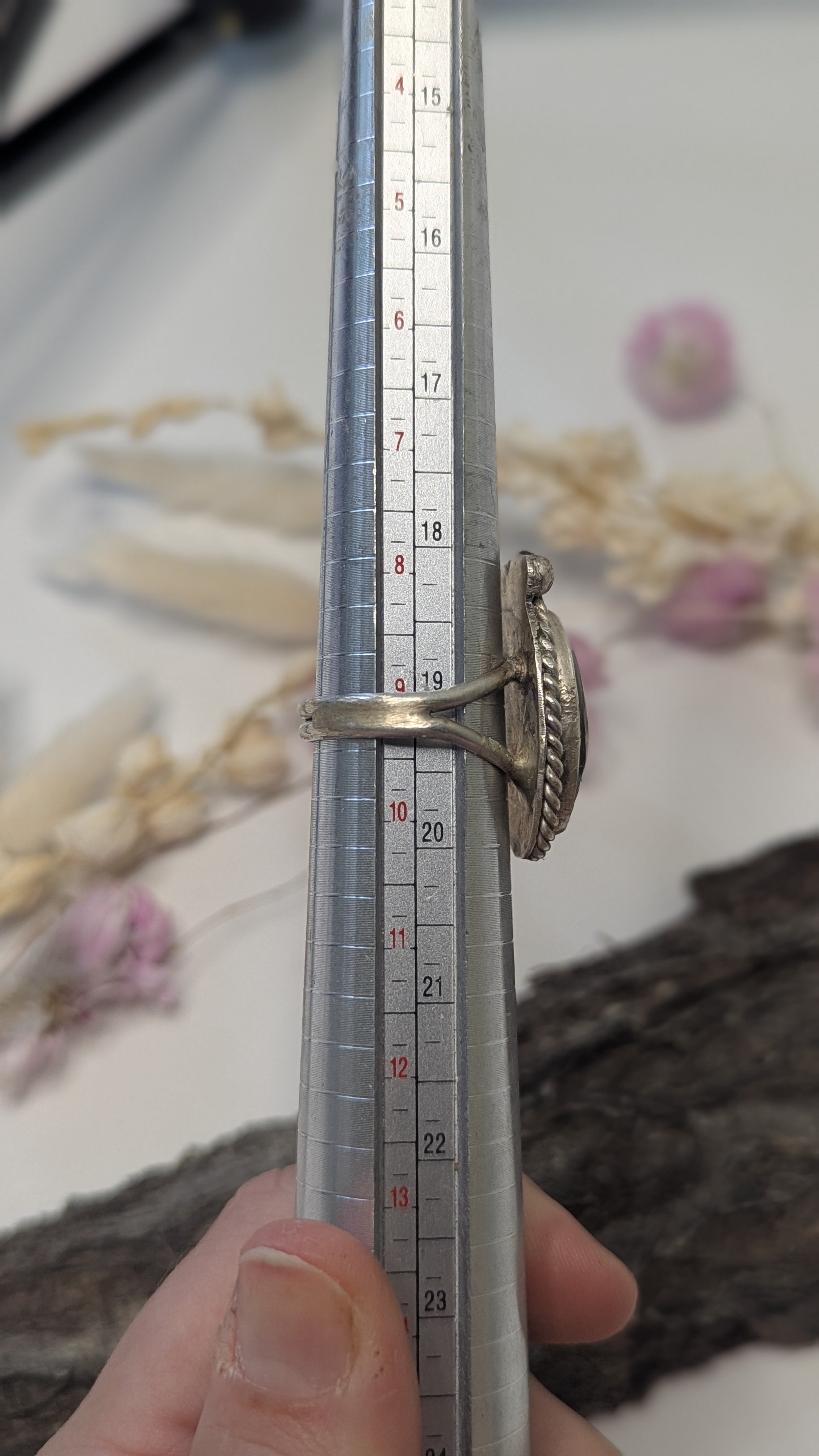 Blue Diamond turquoise ring with silver and copper accents