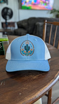 TC Stone & Silver Trucker Hats- light blue and white