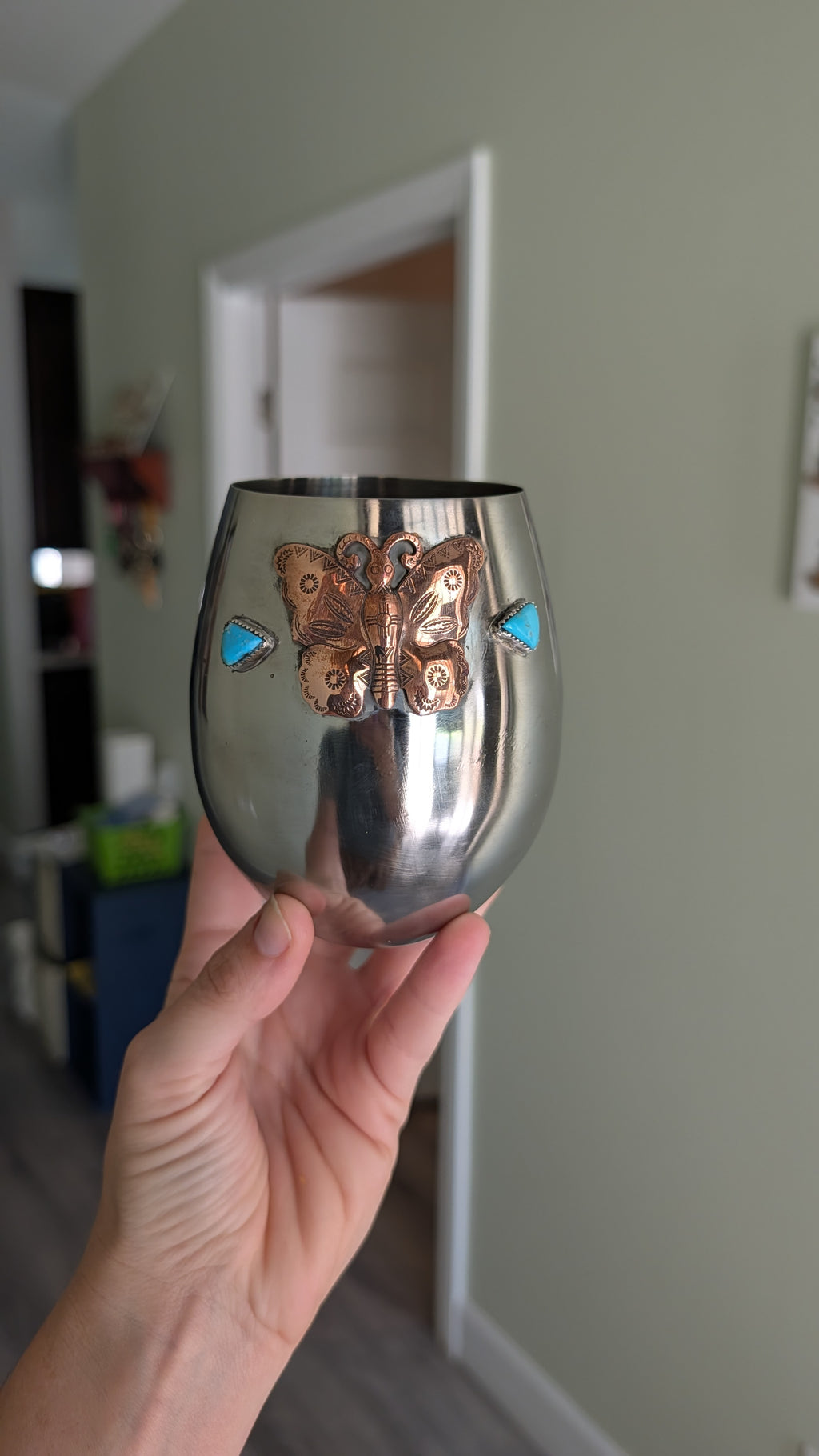 The Desert Butterfly Turquoise Wine Glass