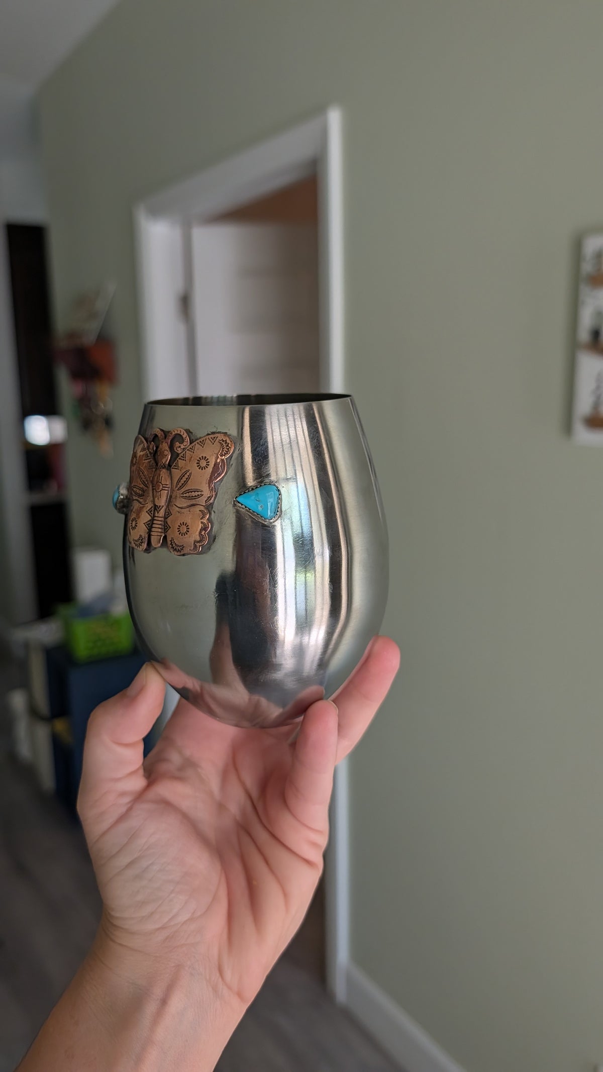 The Desert Butterfly Turquoise Wine Glass